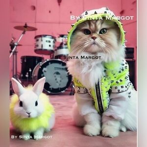 Digital art of fashionable pets by me as prints with lamination NWT A4 print